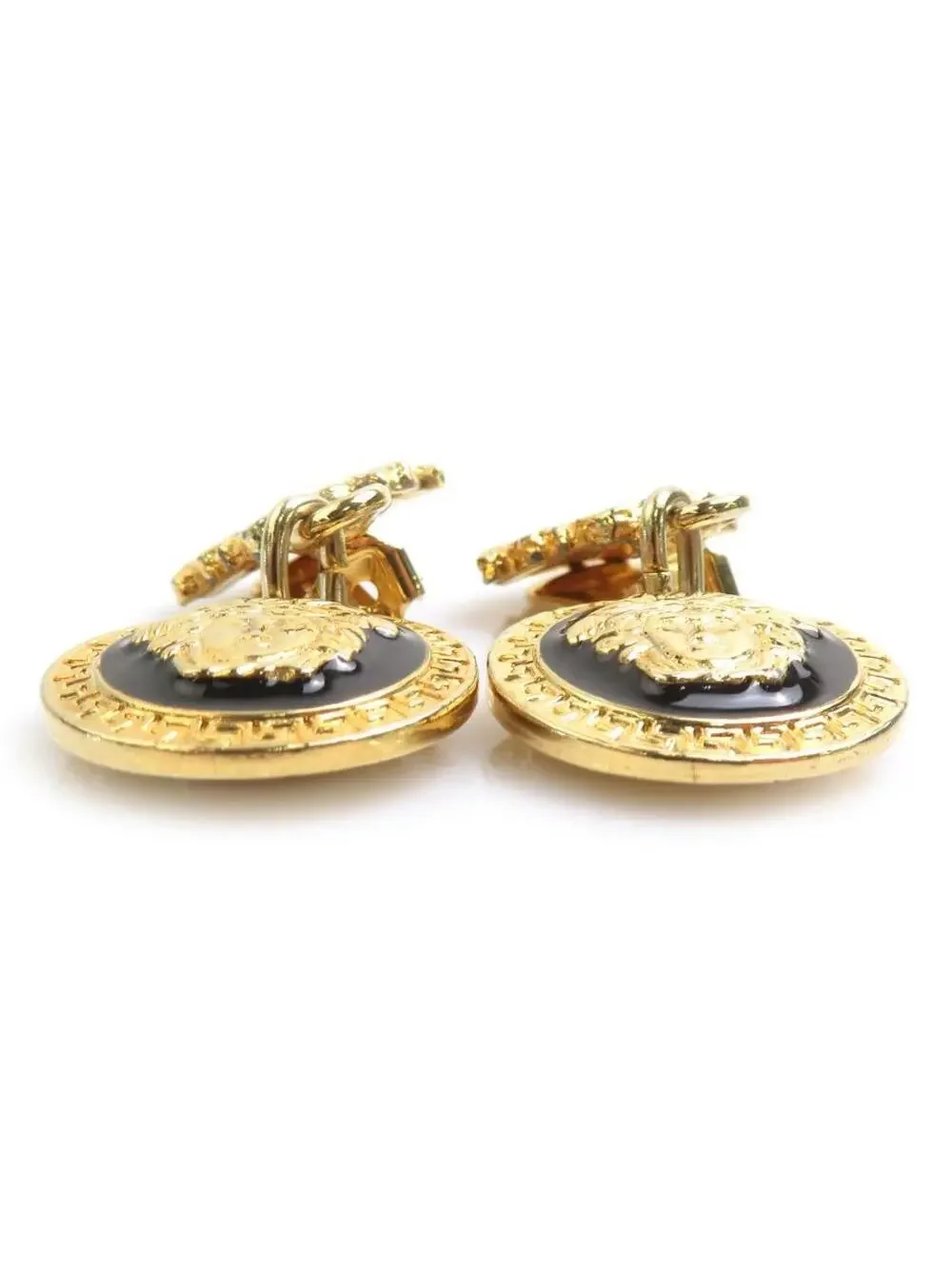Auth Versace Medusa Earrings Gold/Black #302695V21B